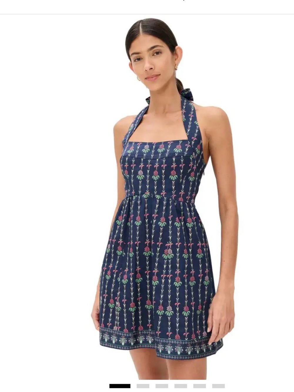 Hill House Navy Fleur mini dress Halter Top with Smocked Back